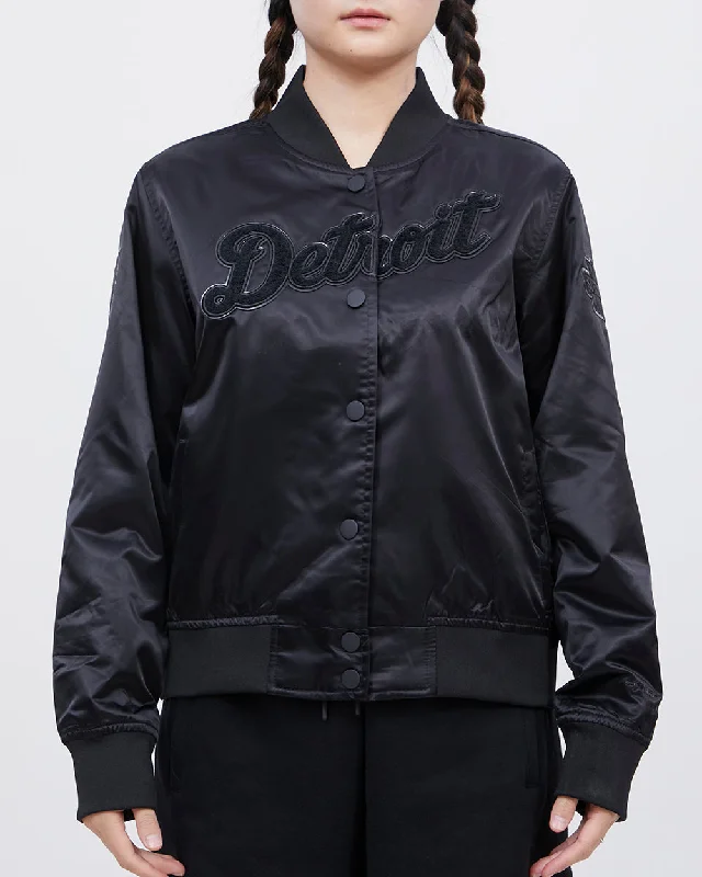Bargain Alert MLB DETROIT TIGERS TRIPLE BLACK WOMEN'S SATIN JACKET (TRIPLE BLACK)