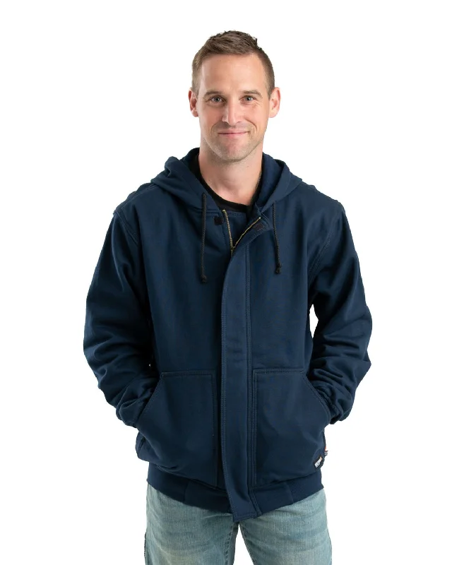 Weekend Savings Galore Berne Mens FR Zip Front NFPA 2112 Navy 100% Cotton Hoodie