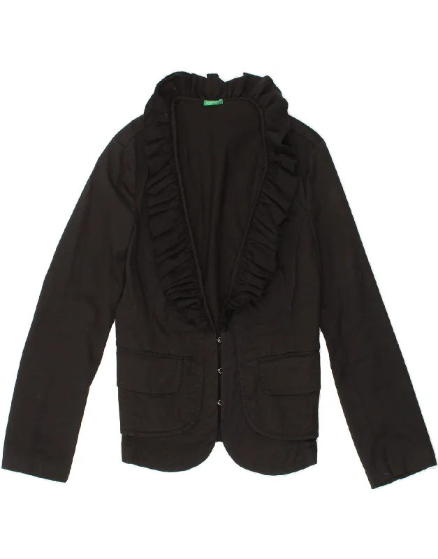 Weekend Savings Spectacle BENETTON Womens Blazer Jacket IT 42 Medium Black Cotton