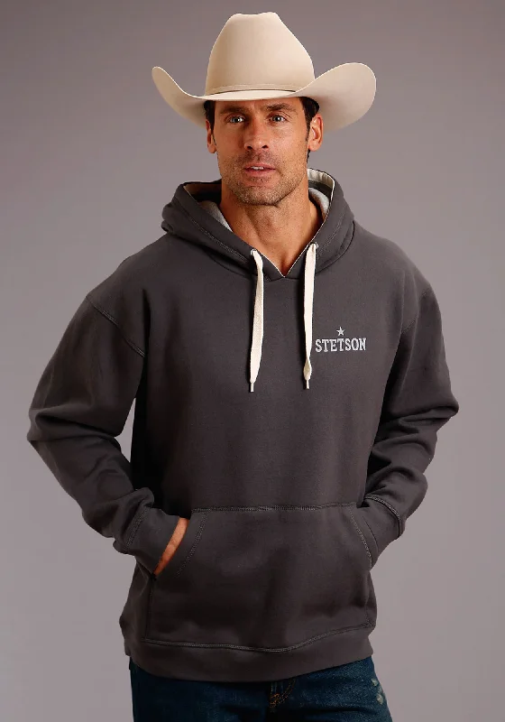 Weekend Offers That Please Stetson Mens Blue Cotton Blend Left Star Hoodie