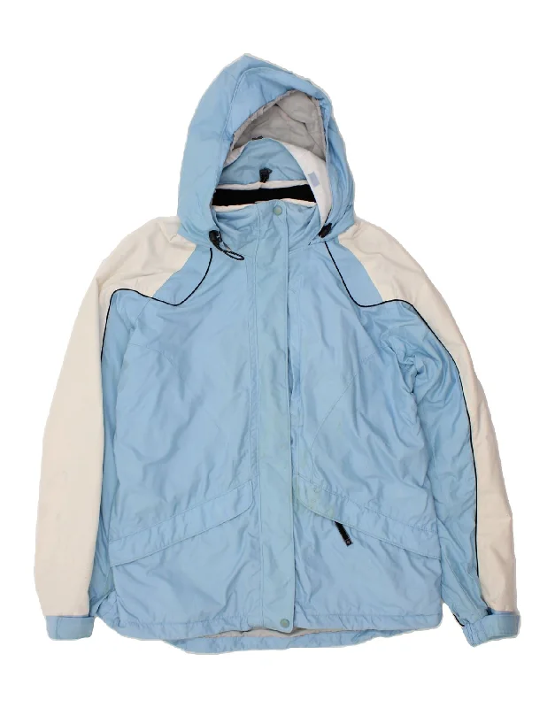 Quick Sale COLUMBIA Womens Hooded Windbreaker Jacket UK 18 XL Blue Colourblock Nylon