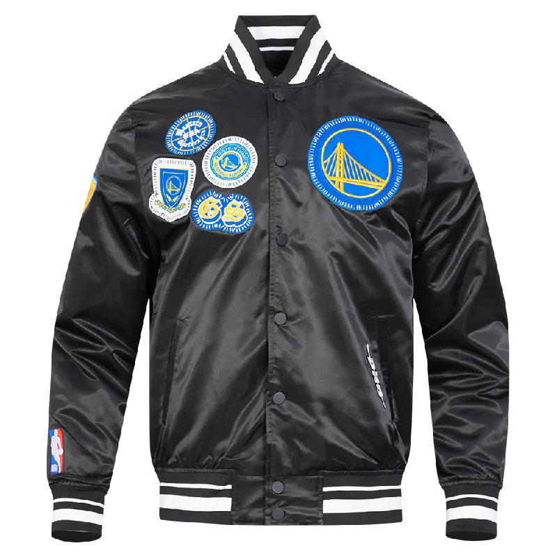 Special Offer NBA GOLDEN STATE WARRIORS DIY PICK STITCH MEN'S RIB SATIN JACKET (BLACK) Special Offer NBA GOLDEN STATE WARRIORS DIY PICK STITCH MEN'S RIB SATIN JACKET (BLACK)