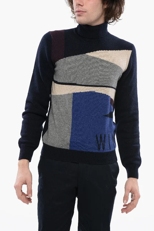 Weekend Offers That Tempt Corneliani Cashmere Turtleneck Sweater With Multicolored Brand Weekend Offers That Tempt Corneliani Cashmere Turtleneck Sweater With Multicolored Brand