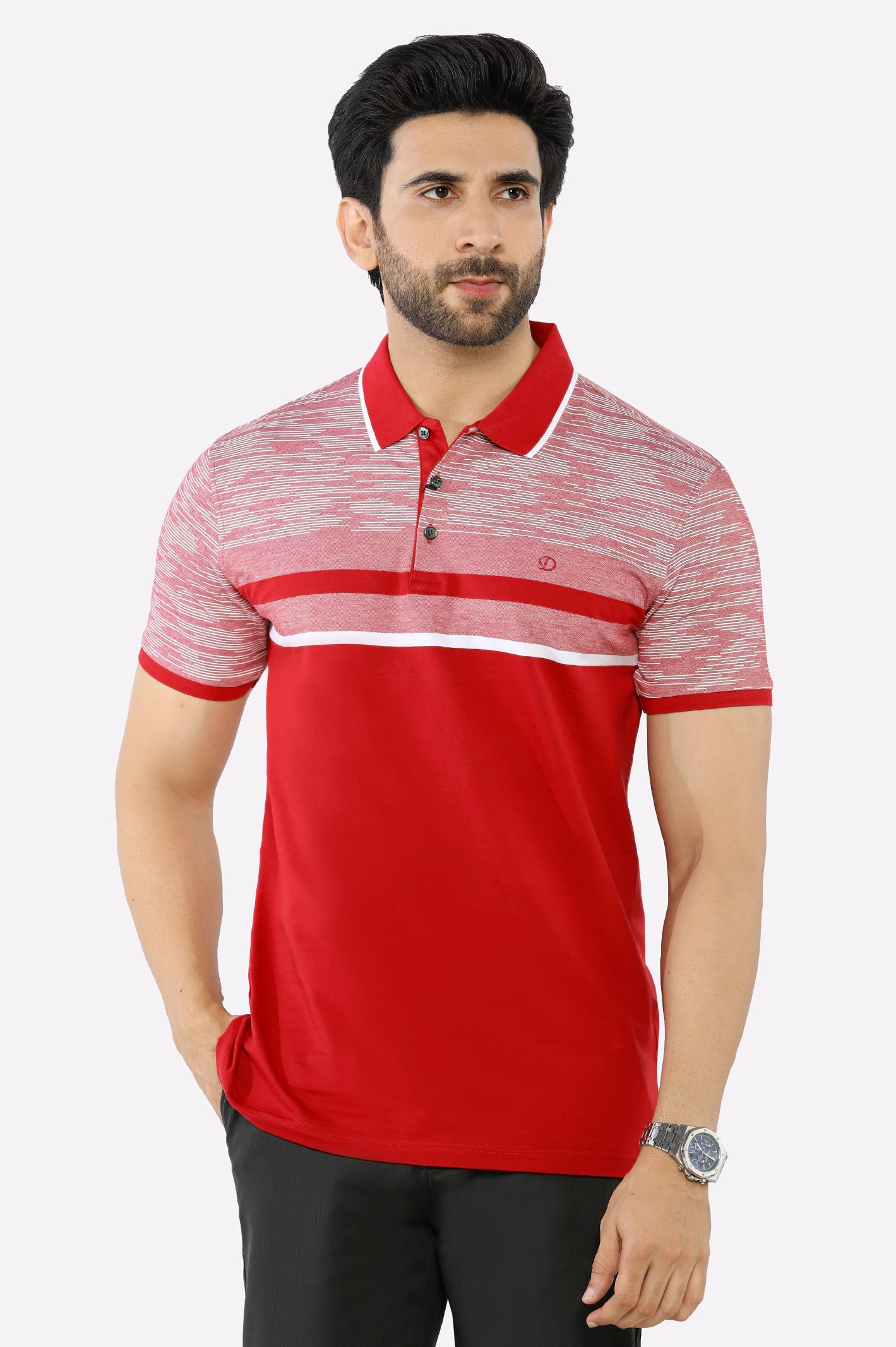 Buy Today Red Yarn Dyed Polo