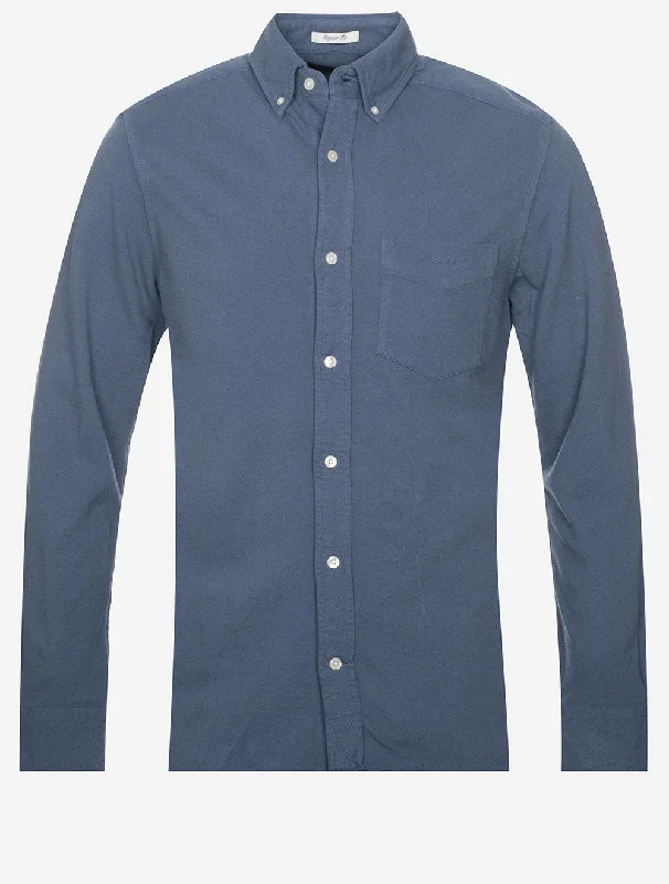 Weekend Offers That Please Regular Sunfaded Jersey Pique Shirt Dusty Blue Sea