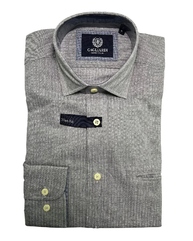 Weekend Specials to Love Grey Basketweave Raised Stripe Shirt