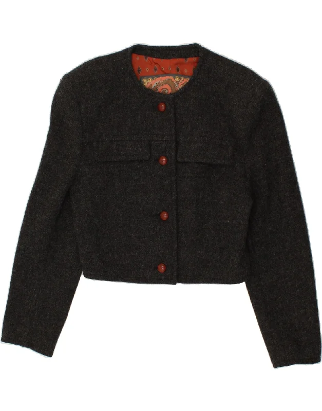 Reduced Price MONDI Womens Crop 4 Button Blazer Jacket EU 38 Medium Grey New Wool