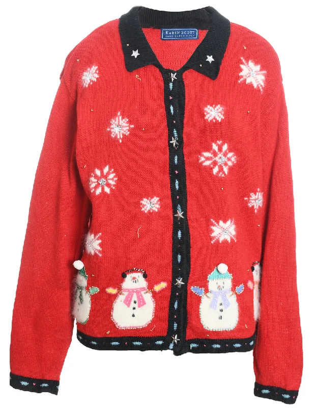 Weekend Bargains Just for You Snowman Christmas Cardigan - L