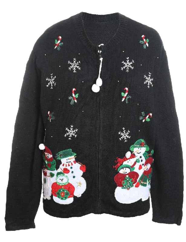 Weekend Shopping Made Better Snowman Christmas Cardigan - L