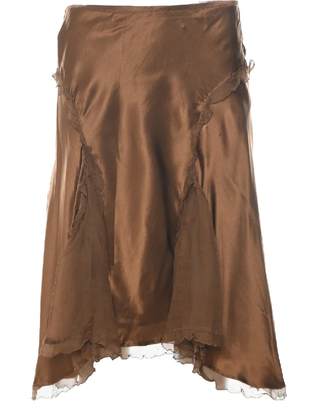 Extra Savings Silk Shiny Y2K Midi Skirt - XS