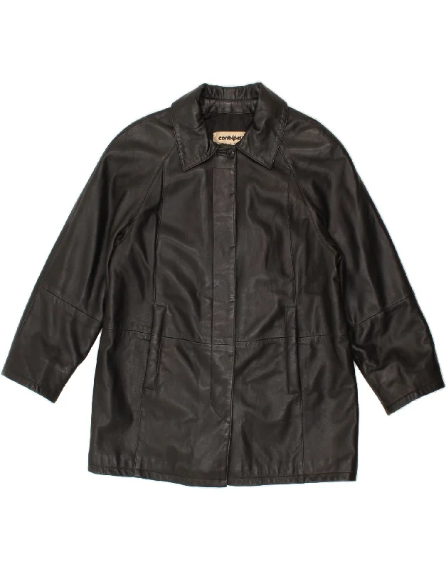 Weekend Discounts You Deserve CONBIPEL Womens Leather Coat UK 12 Medium Black Leather