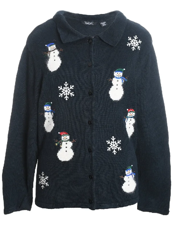 Weekend Savings Spree Snowman Christmas Cardigan - L