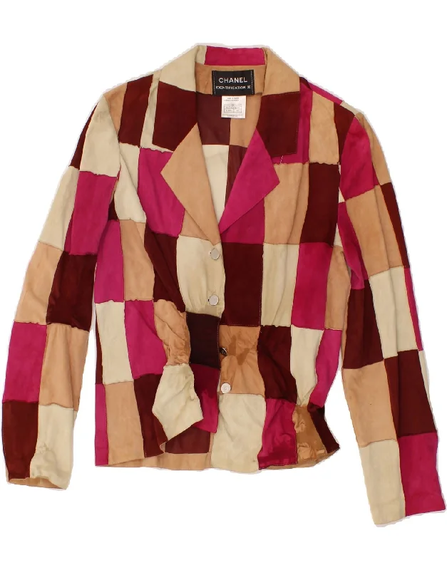 Super Deal CHANEL Womens 4 Button Blazer Jacket IT 42 Medium Multicoloured Suede
