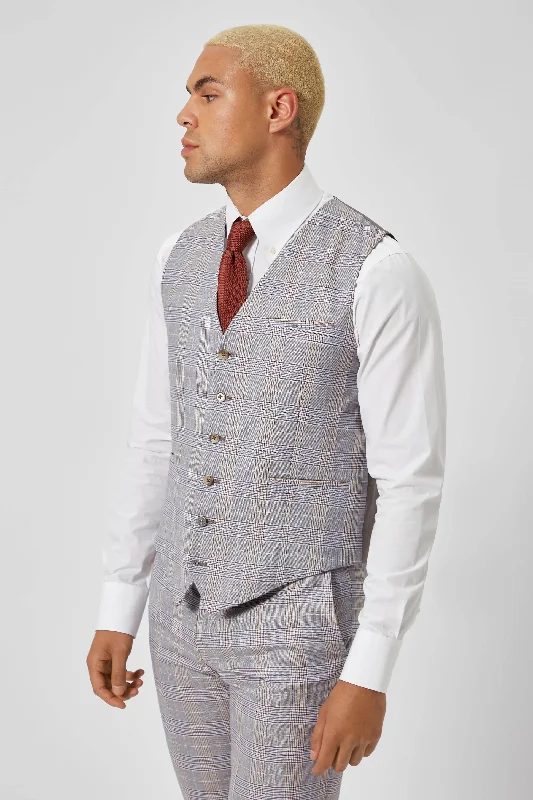 Price Drop Earlswood Slim Fit Grey Check Waistcoat