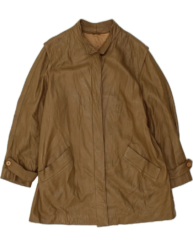 Exclusive Offer VINTAGE Womens Leather Coat IT 46 Large Brown Leather