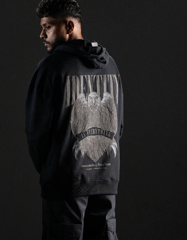 Now or Never Identity Eagle - Drop Shoulder Hoodie Black