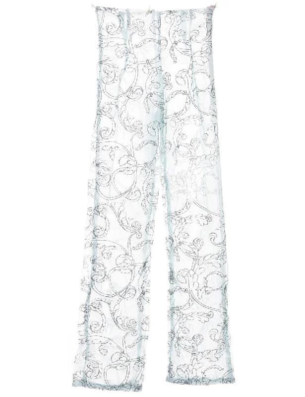 Weekend Wonders Await! Sheer Metallic Pattern Trousers - W24 L31