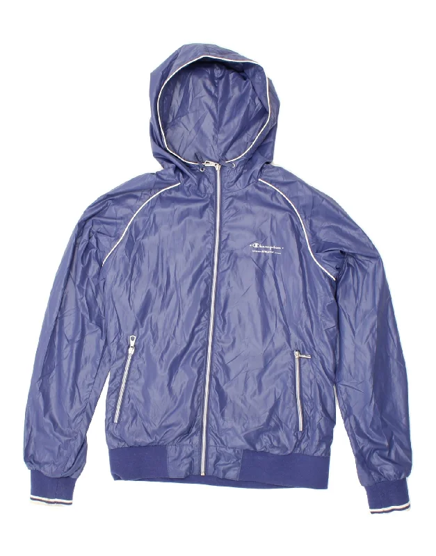 Deal Alert CHAMPION Womens Hooded Rain Jacket UK 14 Medium Navy Blue Polyamide