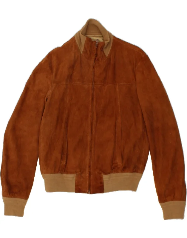 Weekend Bargains to Cherish VINTAGE Womens Suede Bomber Jacket IT 52 2XL Brown