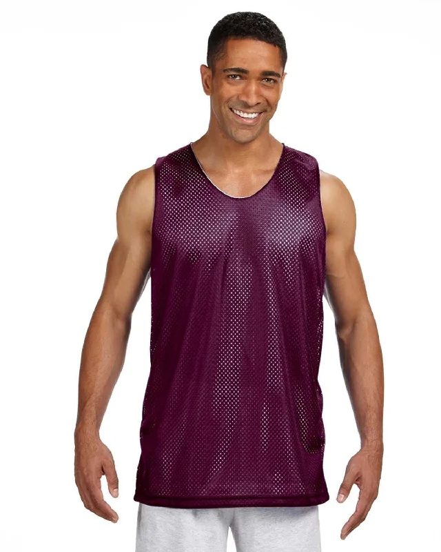 Deal Alert A4 Men's Reversible Mesh Tank | Maroon/ White