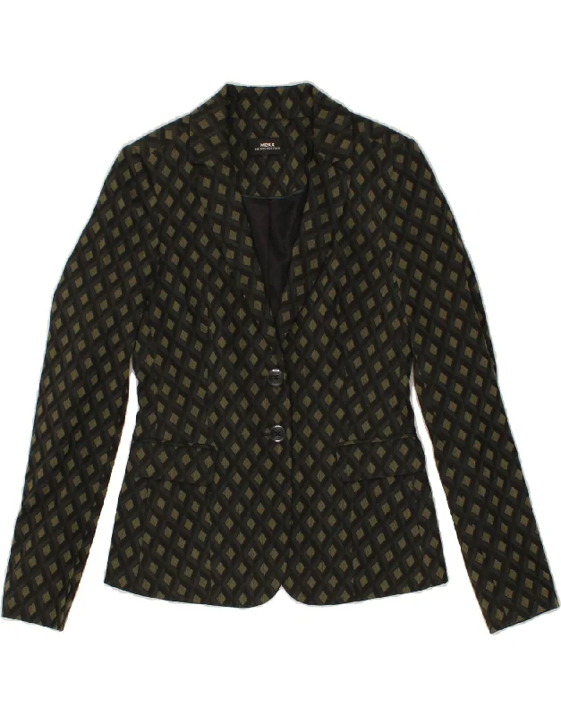 Can't Beat MEXX Womens 2 Button Blazer Jacket UK 8 Small Khaki Argyle/Diamond