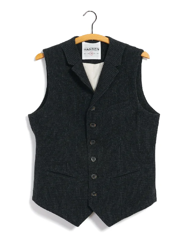 Your Weekend, Your Savings WILLIAM | Lapel Waistcoat | Black Wool Pin
