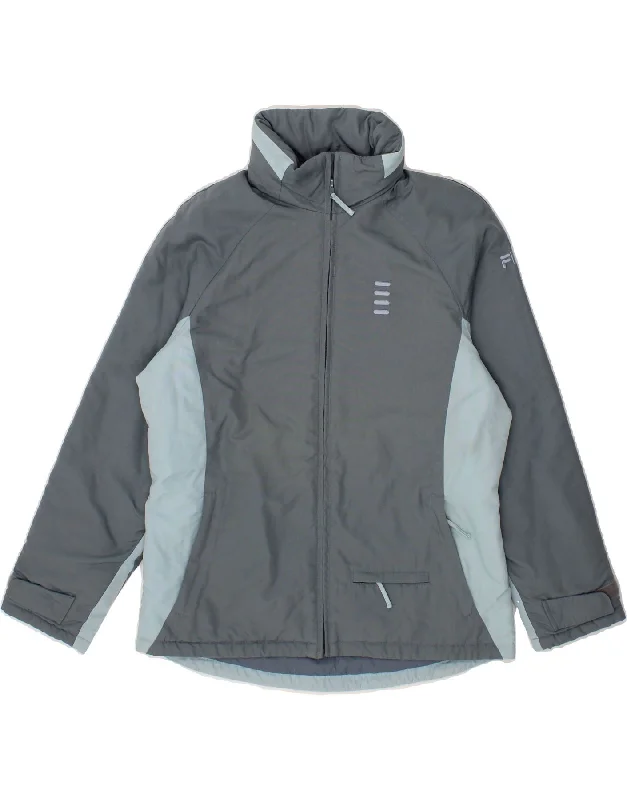Major Deal FILA Womens Hooded Windbreaker Jacket IT 44 Medium Grey Colourblock