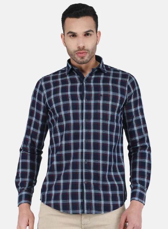 Reduced Price Men NAvy Blue Check Shirt