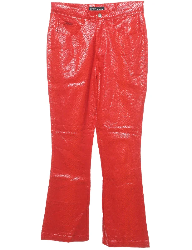 Lowest Price Snakeskin Pattern Faux Leather 1990s Trousers - W30 L31