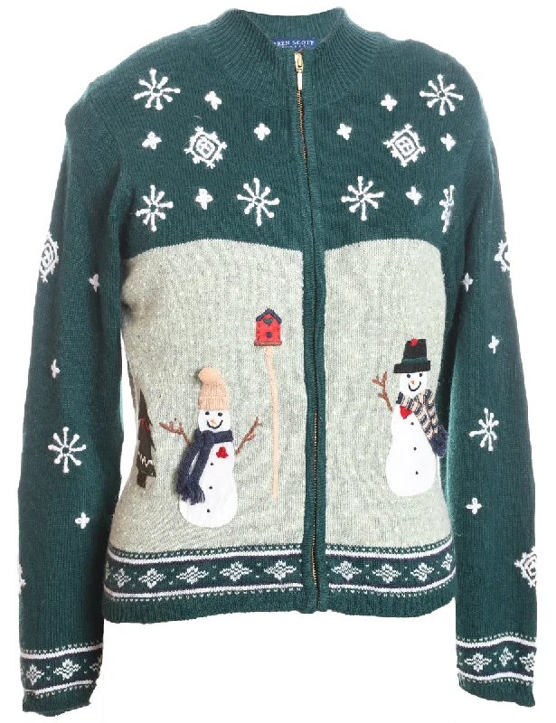 Weekend Specials to Cherish Snowman Christmas Cardigan - M