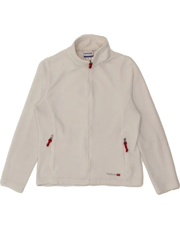 Weekend Bargains Await You REEBOK Womens Fleece Jacket UK 12 Medium White Polyester