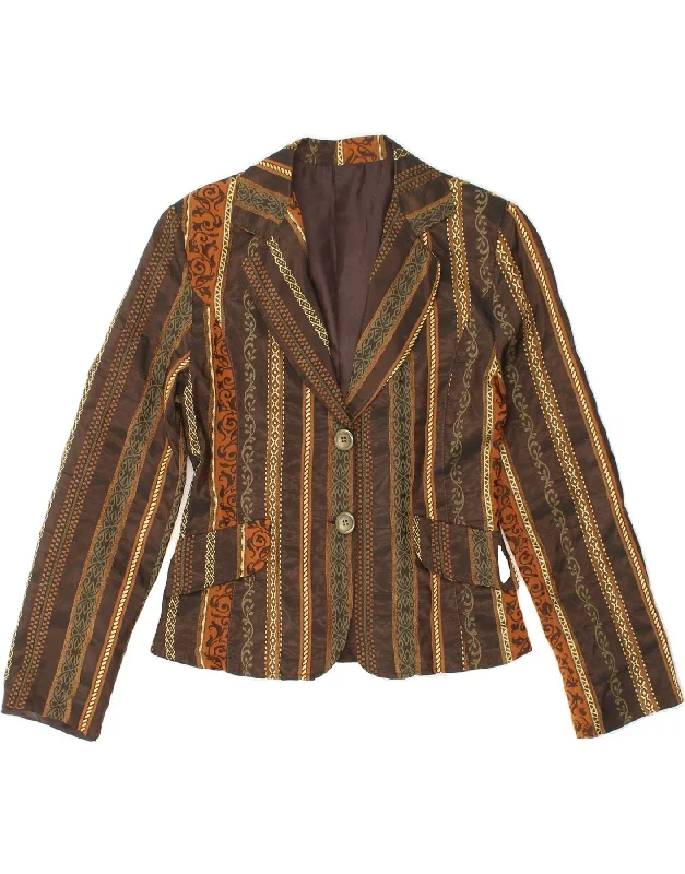 Weekend Deals That Dazzle VINTAGE Womens 2 Button Blazer Jacket UK 8 Small Brown Striped Acrylic Weekend Deals That Dazzle VINTAGE Womens 2 Button Blazer Jacket UK 8 Small Brown Striped Acrylic