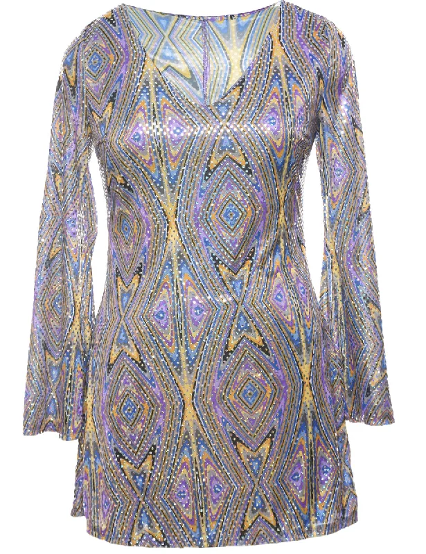 Don't Delay Sequined Psychedelic Dress - M