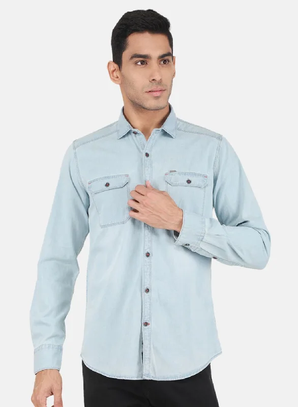 Best Choice Men Blue Solid Shirt