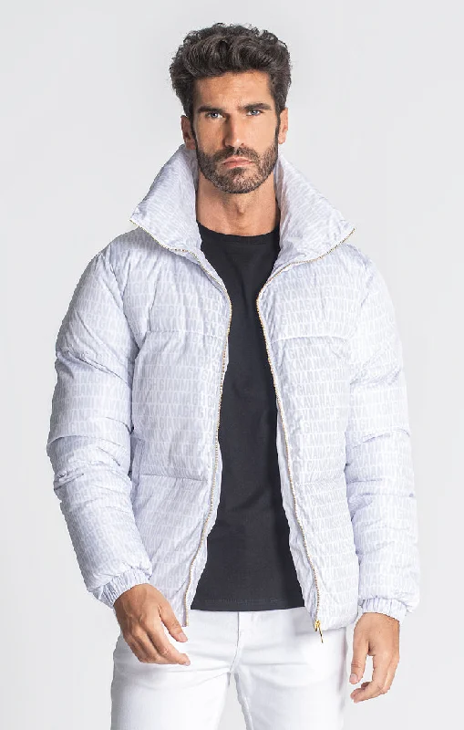 Weekend Deals You Can't Resist White Typo Puffer Jacket