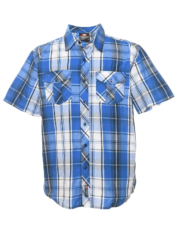 Weekend Discounts to Enjoy Short Sleeve Checked Shirt - L