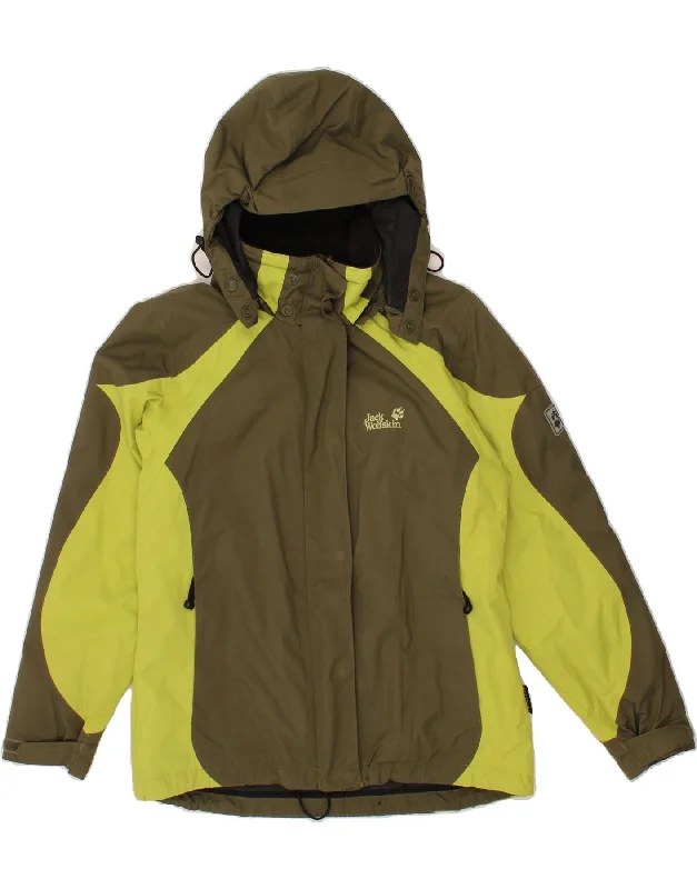 Unbeatable Prices JACK WOLFSKIN Womens Hooded Windbreaker Jacket UK 12/14 Medium Khaki