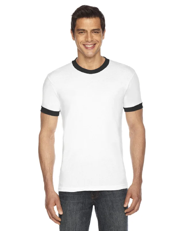 Special Buy American Apparel Unisex Poly-Cotton Short Sleeve Ringer T-Shirt | White/ Black
