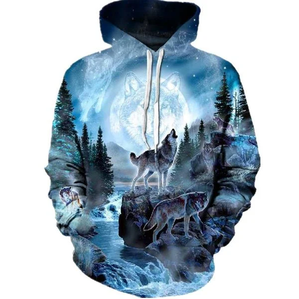 Price Drop Autumn and Winter 3D Printed Wolf Sweatshirt Hoodie