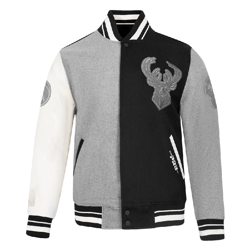 Weekend Specials to Grab NBA MILWAUKEE BUCKS REVERSE FRENCH TERRY MEN'S CB WOOL VARSITY JACKE (BLACK/GRAY/EGGSHELL) Weekend Specials to Grab NBA MILWAUKEE BUCKS REVERSE FRENCH TERRY MEN'S CB WOOL VARSITY JACKE (BLACK/GRAY/EGGSHELL)