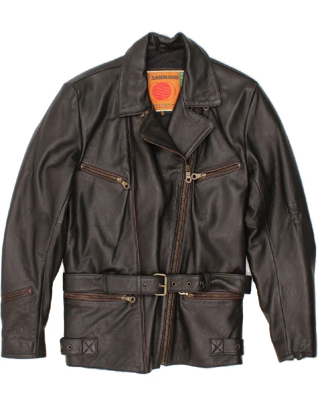 Weekend Specials to Relish VINTAGE Womens Leather Jacket UK 14 Medium Black Leather