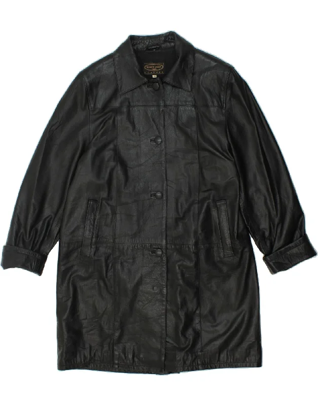 Extra Discount ROBERTA FERRINI Womens Leather Coat EU 44 XL Black Leather