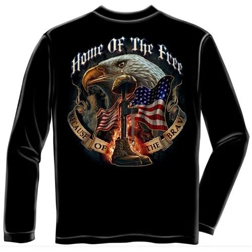 Now Available Home of the Free Because of the Brave Mens Long Sleeve T-Shirt
