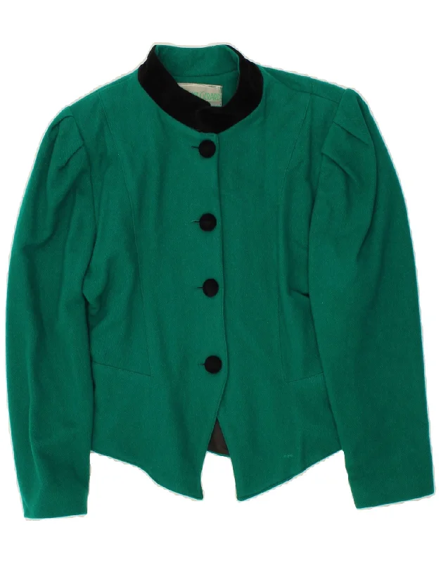 Extra Savings VINTAGE Womens 4 Button Blazer Jacket UK 14 Medium Green Wool