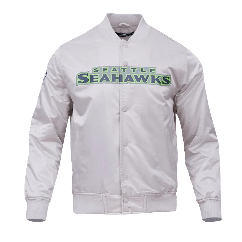 Weekend Bargains to Cherish NFL SEATTLE SEAHAWKS BIG LOGO MEN'S SATIN JACKET (SILVER) Weekend Bargains to Cherish NFL SEATTLE SEAHAWKS BIG LOGO MEN'S SATIN JACKET (SILVER)