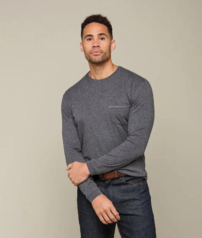 Weekend Bargains to Grab Long Sleeve Bar Stitch Tee :: Grey