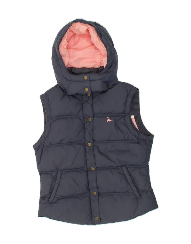 Mega Sale JACK WILLS Womens Hooded Padded Gilet UK 12 Medium Navy Blue Nylon