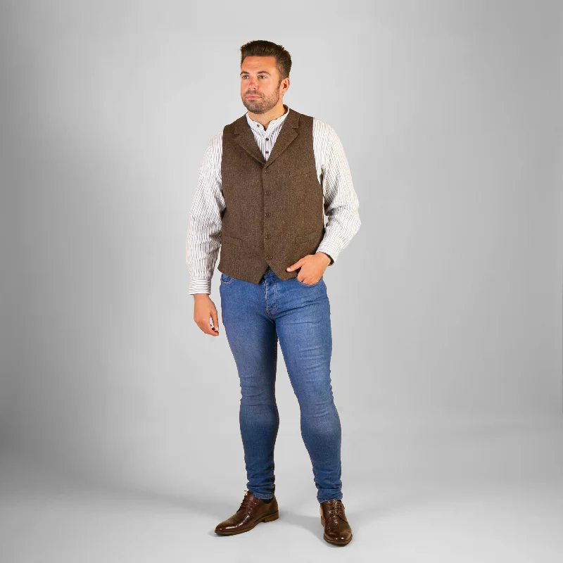 Hurry In Collared Waistcoat, Brown Salt and Pepper