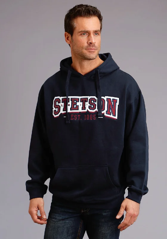 Reduced Rates Stetson Mens Navy Cotton Blend Est Felt Applique Hoodie