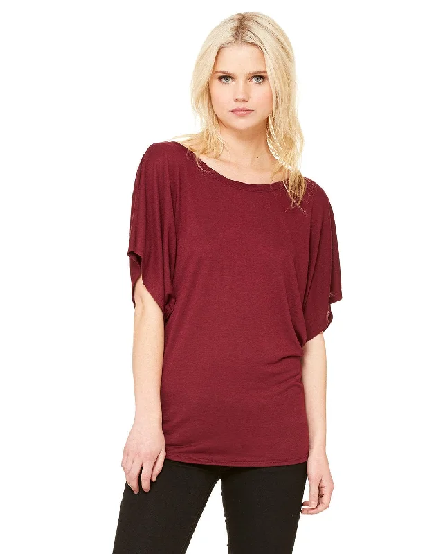 The Best Prices Bella+Canvas Ladies Flowy Draped Dolman T-Shirt | Maroon